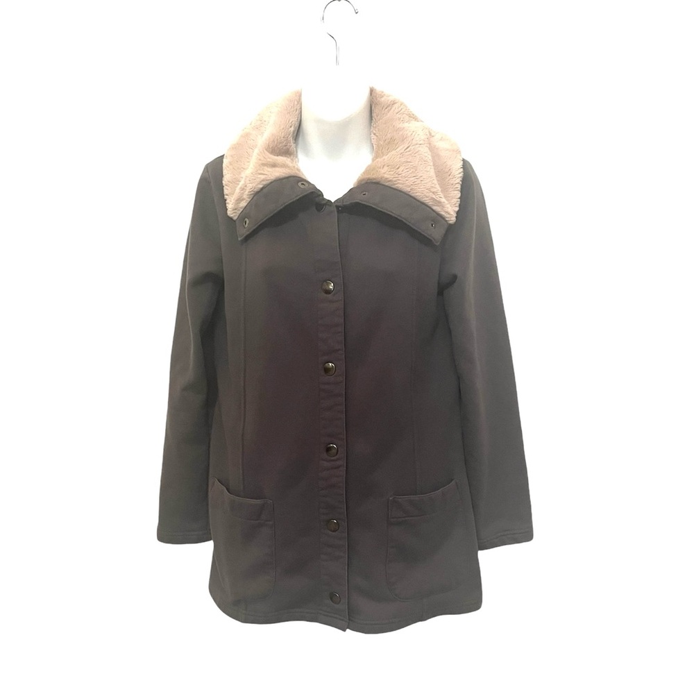 Merona lightweight soft faux fur collar Jacket Gray size M